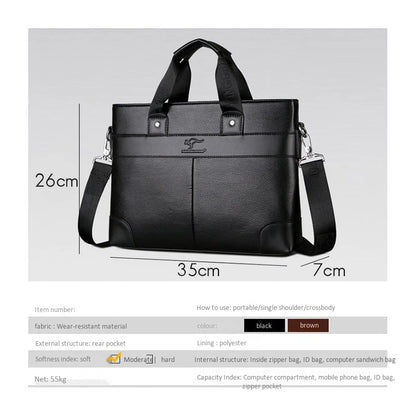 LINGZHIDAISHU Brand Business Men's Briefcase High-Quality Handbag Leather Men's Laptop Bag Messenger Bag Men Brown