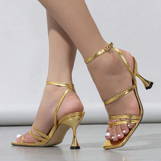 Print Leather Ankle Strap  shoe