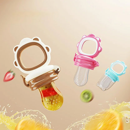 Mould Fruit & Vegetable Feeder with Silicone Mesh Cartoon Lion Food Feeder Juice Feeding Teething Utensils for Baby Food Mills