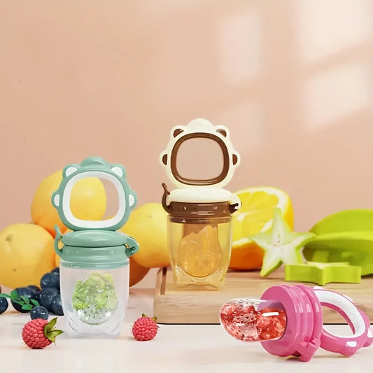 Mould Fruit & Vegetable Feeder with Silicone Mesh Cartoon Lion Food Feeder Juice Feeding Teething Utensils for Baby Food Mills
