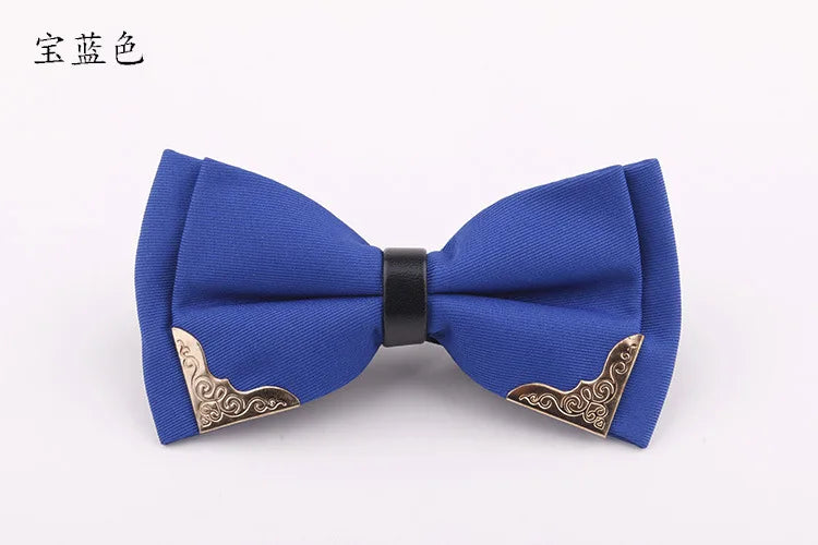 Men's Solid Black White Bow Ties Formal Dress Wedding Bowties For Men Women Leisure Metal Bling Butterfly Bowknot Banquet Cravat