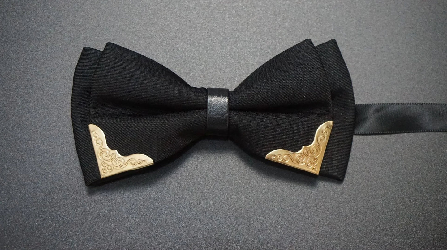 Men's Solid Black White Bow Ties Formal Dress Wedding Bowties For Men Women Leisure Metal Bling Butterfly Bowknot Banquet Cravat