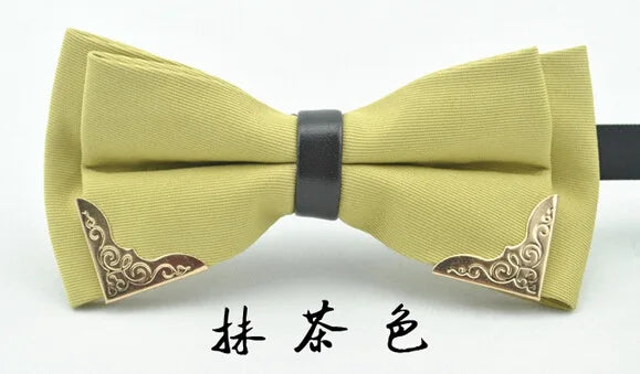 Men's Solid Black White Bow Ties Formal Dress Wedding Bowties For Men Women Leisure Metal Bling Butterfly Bowknot Banquet Cravat