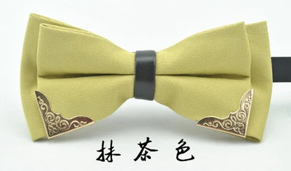 Men's Solid Black White Bow Ties Formal Dress Wedding Bowties For Men Women Leisure Metal Bling Butterfly Bowknot Banquet Cravat