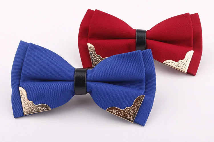 Men's Solid Black White Bow Ties Formal Dress Wedding Bowties For Men Women Leisure Metal Bling Butterfly Bowknot Banquet Cravat