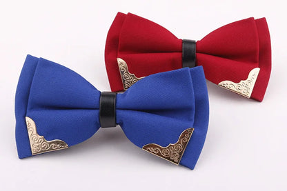 Men's Solid Black White Bow Ties Formal Dress Wedding Bowties For Men Women Leisure Metal Bling Butterfly Bowknot Banquet Cravat