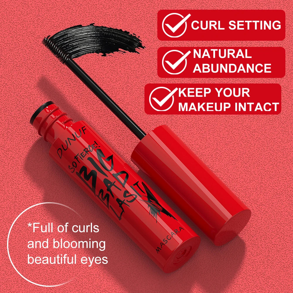 DUNUF 1 Pcs Long Lasting Mascara Thin Thick Waterproof Curl does not Easily Stain Sweat-proof and Non-smudging Beginner Friendly