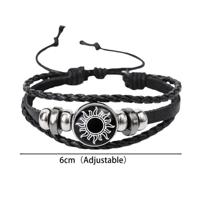 1/2Pcs Sun Moon Bracelet Luminous Adjustable Black Braided Romantic Bracelets for Friend Girlfriend Friendship Birthday Gifts